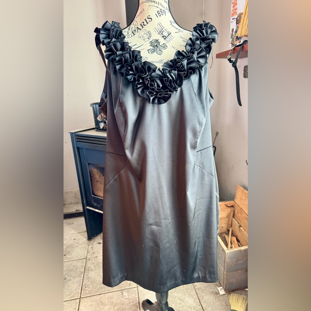Michael Antonio Black Floral Trim Midi Dress